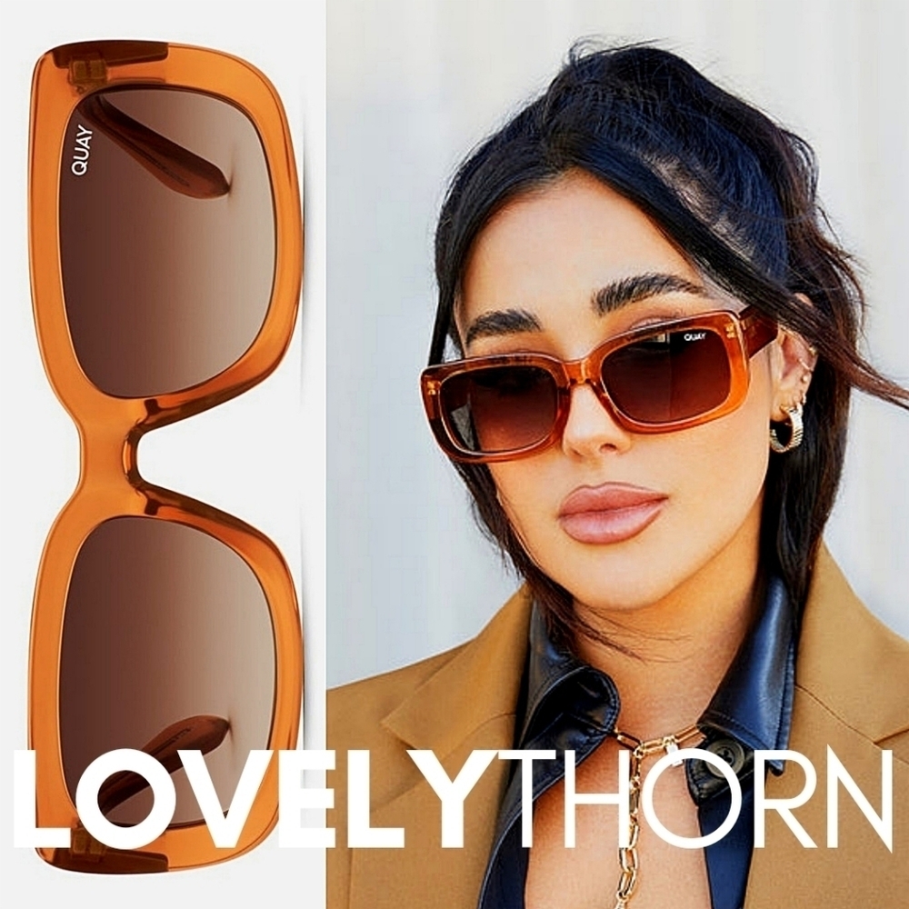 QUAY // ltd ed retro-mod-chic crystal caramel rectangular frames brown lenses